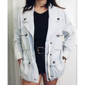 Forever 21 denim pinstripe utility jacket